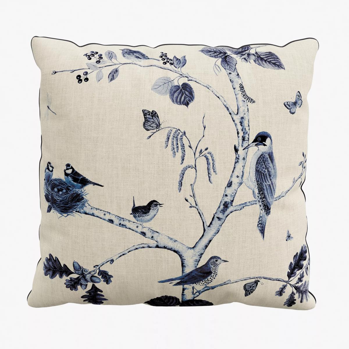 Woodland Chorus Cushion By Sanderson In Blue Grey